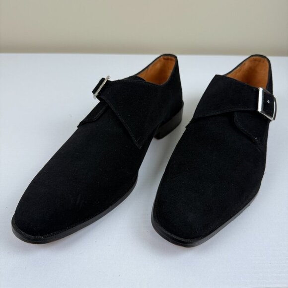 Like New Carlos Santos Black Suede Single Buckle Strap Loafer main image 11